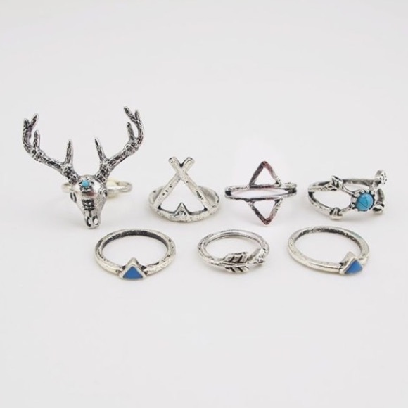 💝7 pcs Boho Antler ring set - Picture 3 of 4